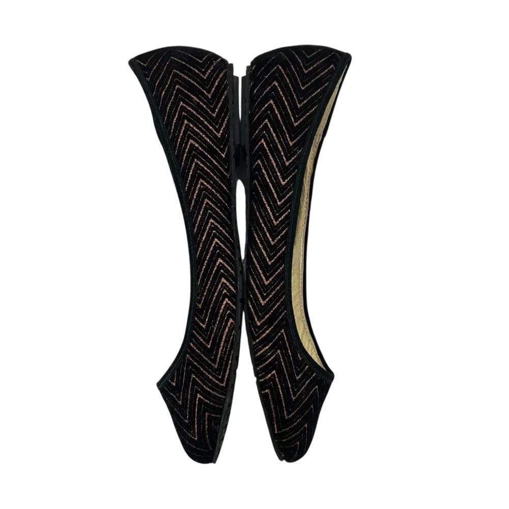 Elaine Turner‎ Velvet Black Copper Slip On Ballet Flats (8.5)